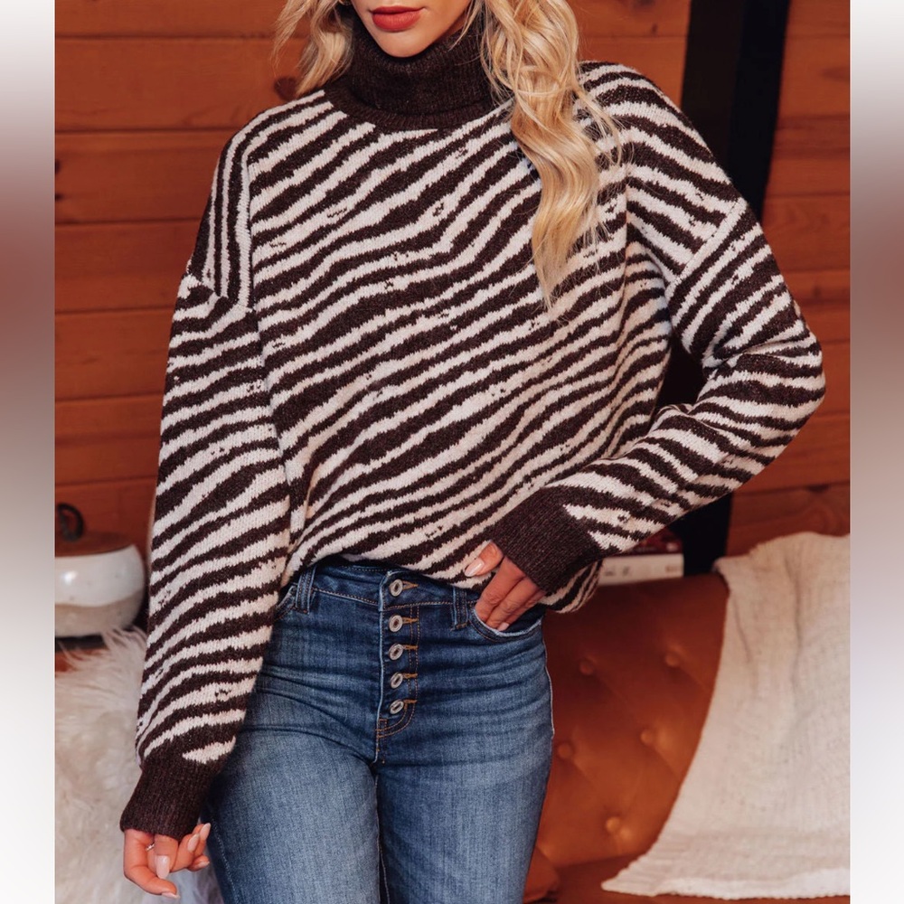 Vici Zebra Turtleneck Sweater